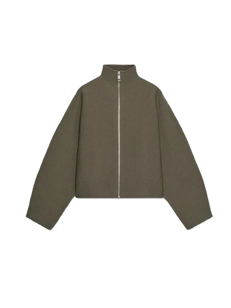 Women's Sequined Stand Collar Cropped Jacket