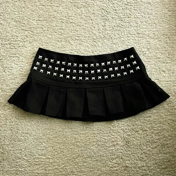 Y2K Adjustable Waist Mini Skirt Harajuku Hot Girl Solid Color Retro Gray Denim Skirt Women Gothic Slim Hip Low Waist Short Skirt