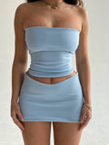 Women's Set - 2-Piece Tube Top & Mini Skirt Matching Set