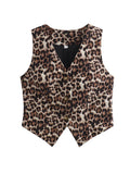 Women's Leopard Print V-Neck Vest