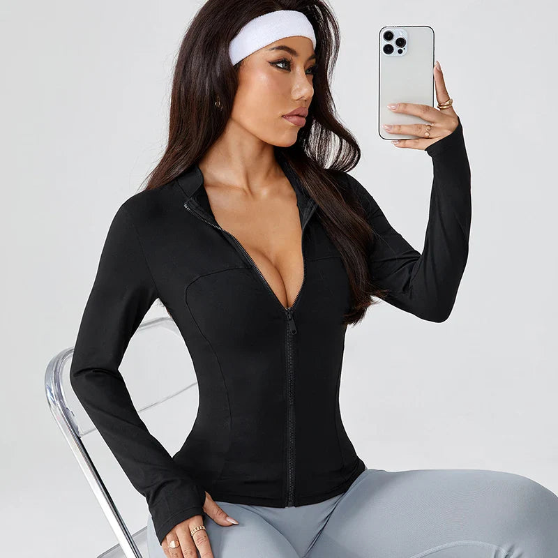 Stand Collar UV Protection Running Jacket | Women's Slim Fit Fitness Cardigan