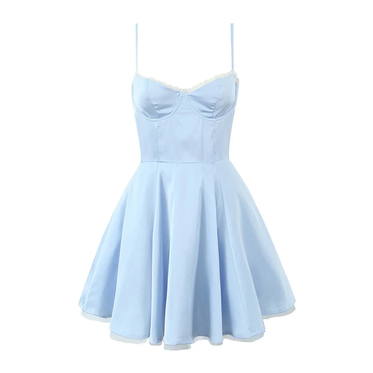 Women Sexy Elegant Sling A-Line Mini Dress Birthday Party Satin Dress
