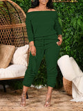 Women's Slant Shoulder Top and Pants Set