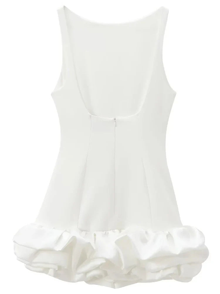 Women's Off-Shoulder Backless Ruffle Bodycon Mini Dress