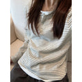 Women's Vintage Striped Fake Two-Piece Top