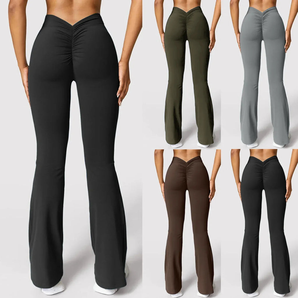 High Waist Flared Yoga Pants V-Back Hip Lifting Slim Fit Sports