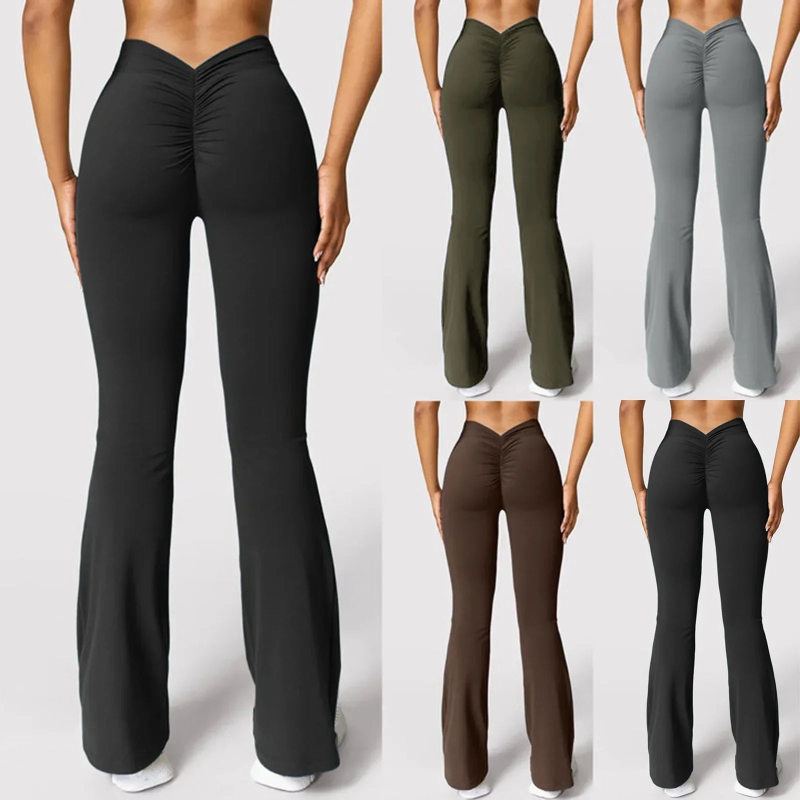 High Waist Flared Yoga Pants V-Back Hip Lifting Slim Fit Sports