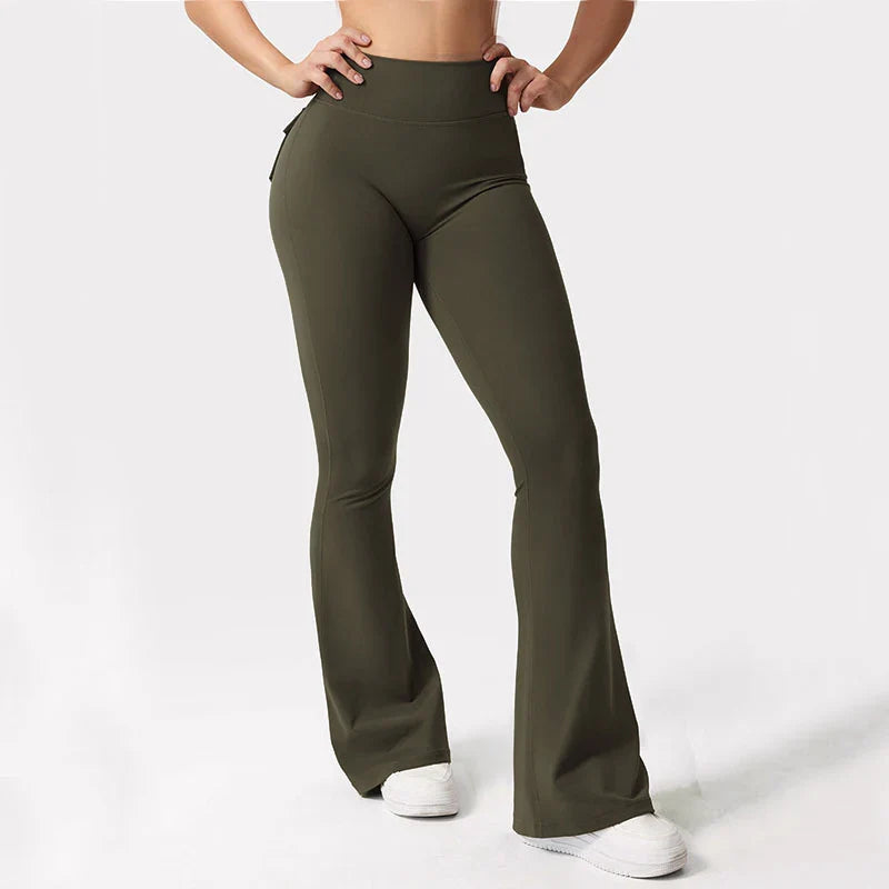 Women Wide Leg High Stretch Yoga Leggings Naked Feeling Compression Fitness Workwear with pockets Yoga Pant ﻿