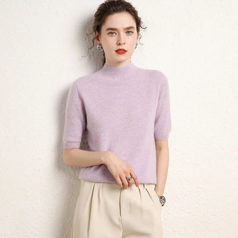 Women's 100% Cashmere Short-Sleeve Sweater