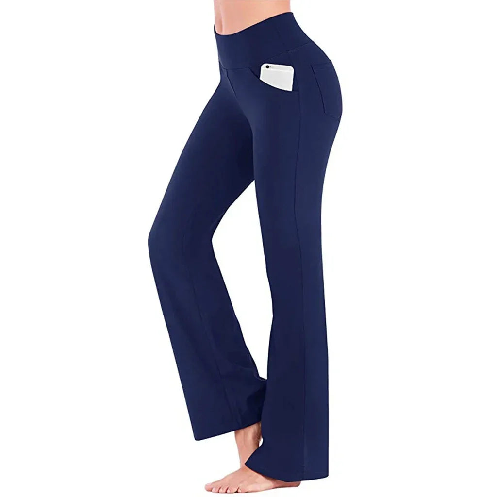 High Waist Flared Wide-Leg Pants | Slim Fit Floor-Length Elegant Trousers