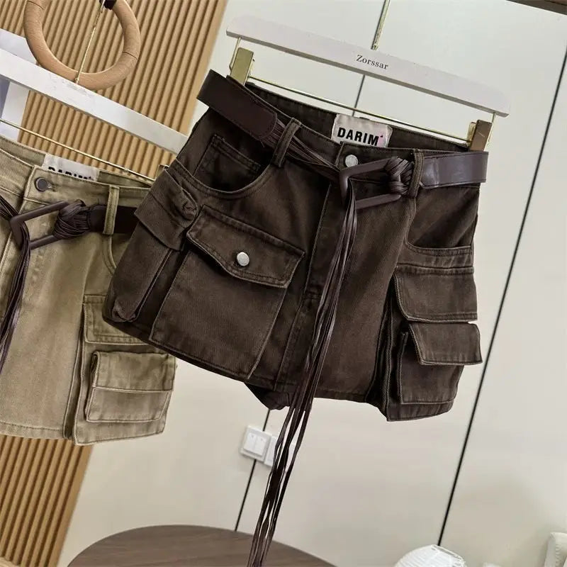 Women's High-Waist Cotton Denim Skirt