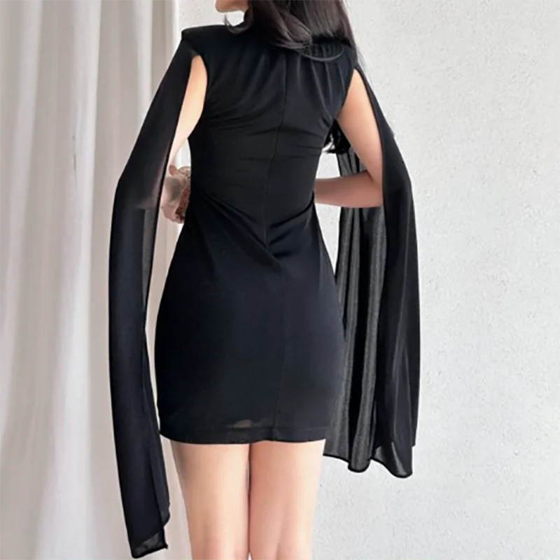 High Waist Velvet Cloak Sleeve Mini Dress | Women's Vintage Party Dress