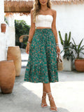 Women's Vintage Floral Tiered Midi Skirt