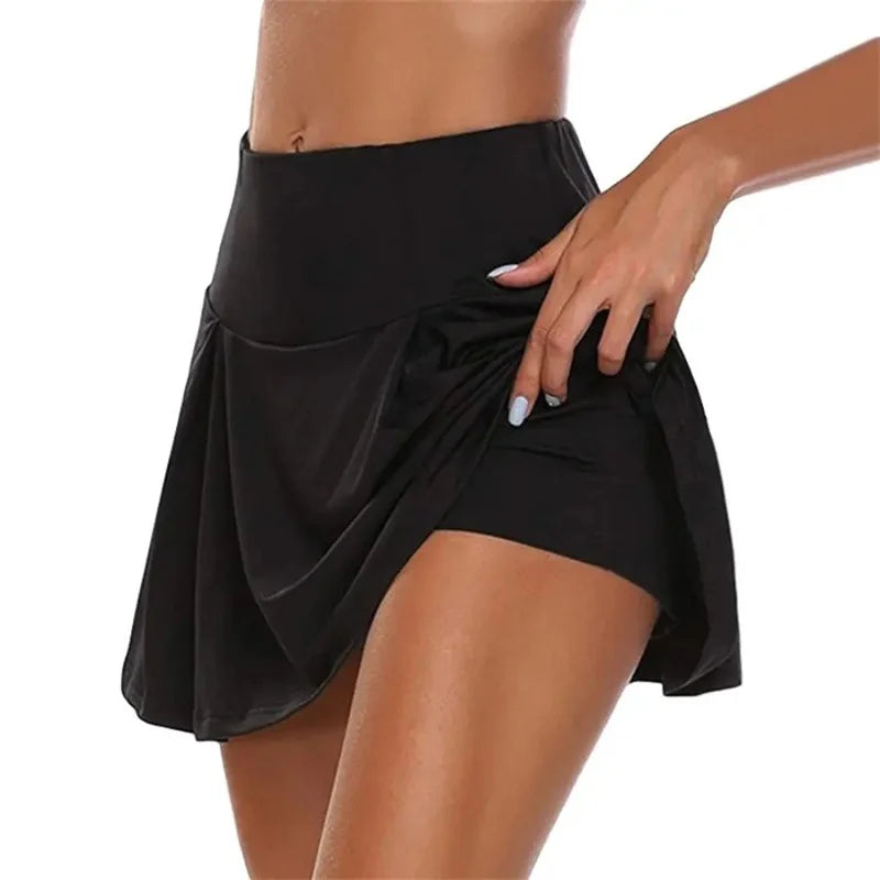 Summer Women Sprints Tennis Dance Fitness Short Skirts Quick Drying Solid Female Lining High Waist Mini Skirts Shorts