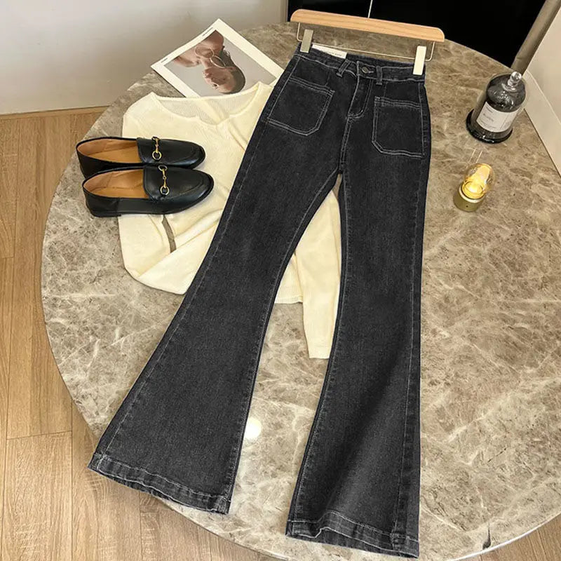 Women's High-Waist Loose Flare Denim Jeans