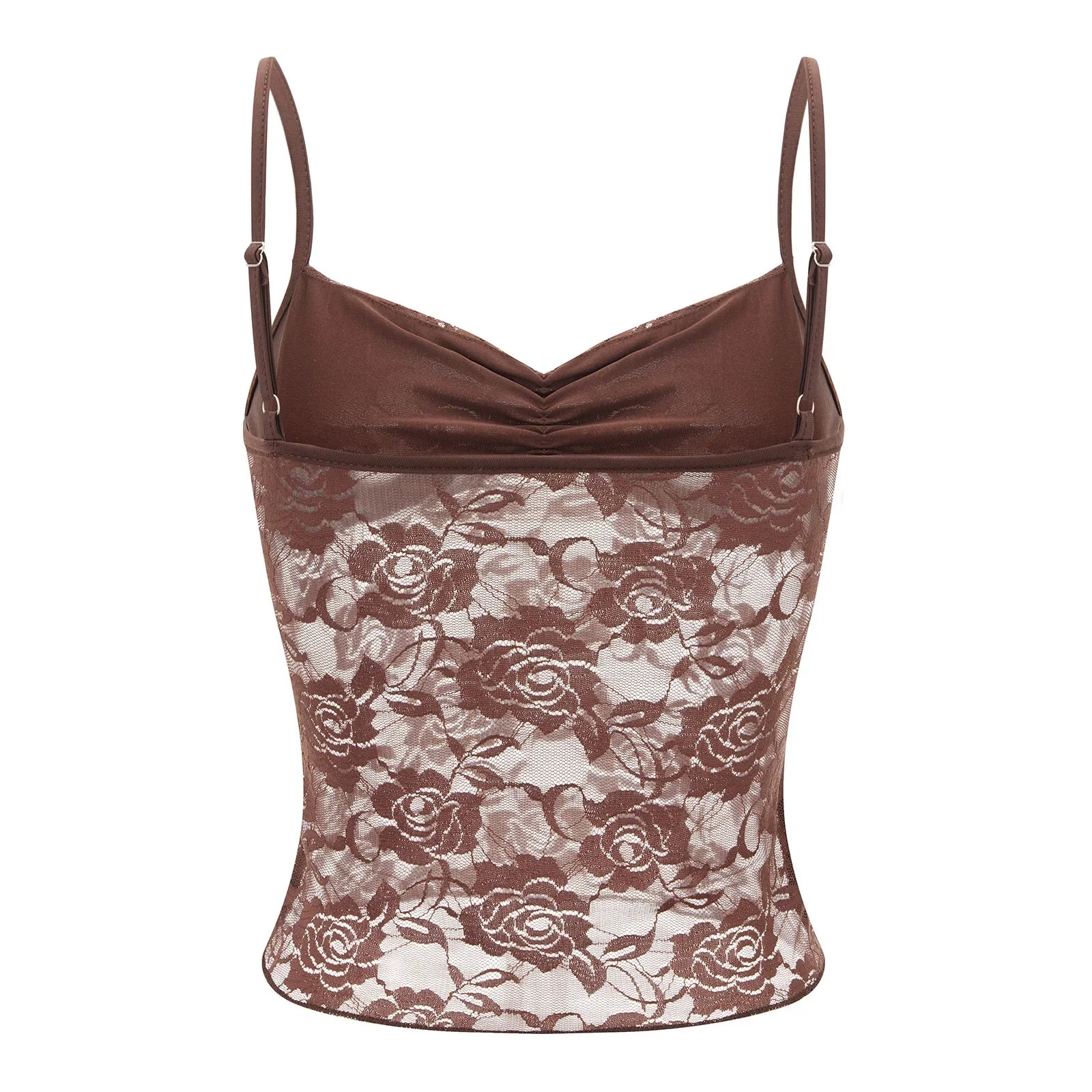 Women's Summer Lace Cami Tops Sleeveless Ruched Front Solid Color Camisole Slim Fit Tank Tops