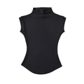 Turtleneck Sleeveless Slim Solid Stretch Tee