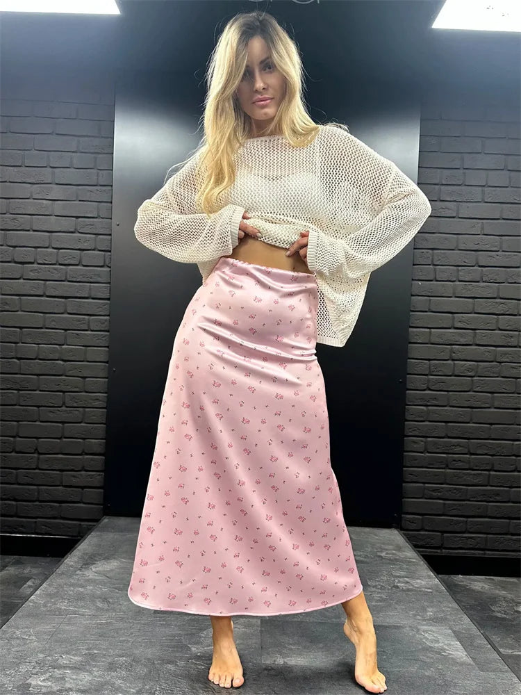 Tossy Summer Printed Fashion Long Skirt For Women High Waist Contrast Patchwork Slim Elegant Party Looks Ladies Y2k Maxi Skirt
