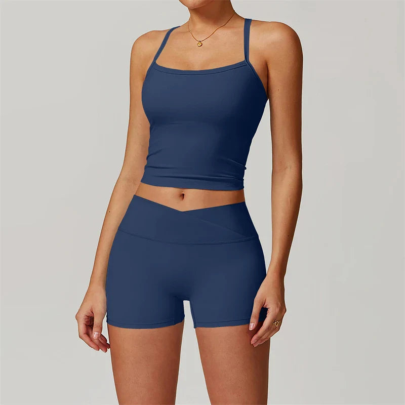 2-Piece Sports Bra & Leggings Set | Women's Push Up Gym Yoga Workout Suit