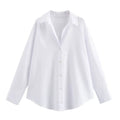Women's Oxford Button-Up Blouse - Long Sleeve Lapel Shirt