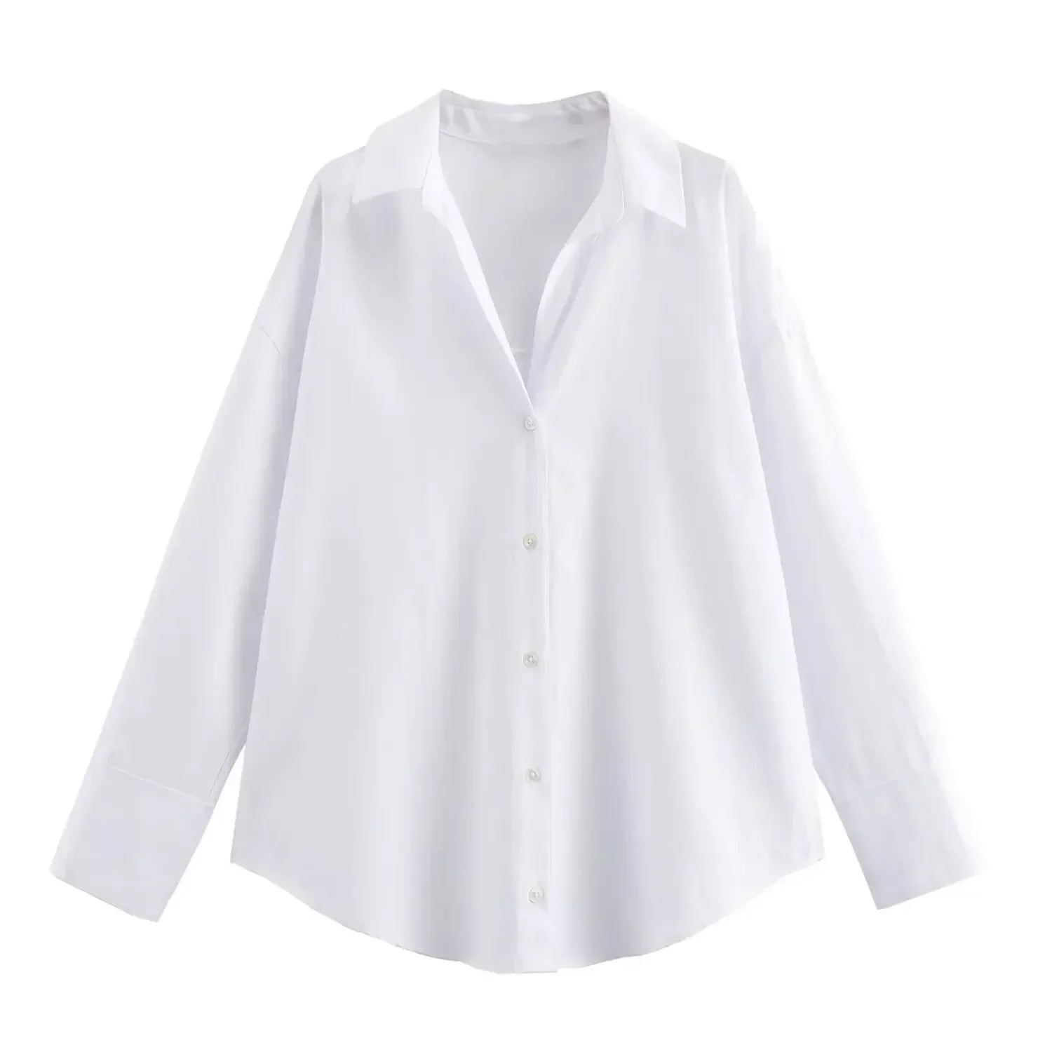 Women's Oxford Button-Up Blouse - Long Sleeve Lapel Shirt