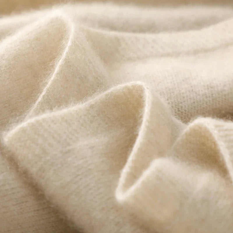Hooded Merino Wool Sweater Long Sleeve Loose Fit Pullover