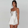 Backless Crisscross Strap Satin Mini Dress