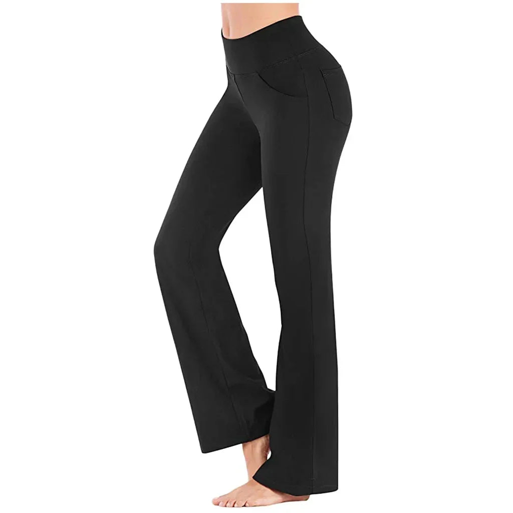 High Waist Flared Wide-Leg Pants | Slim Fit Floor-Length Elegant Trousers