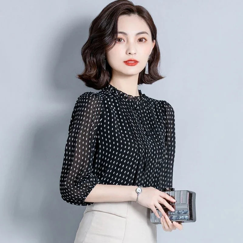 Women's Polka Dot Chiffon Blouse