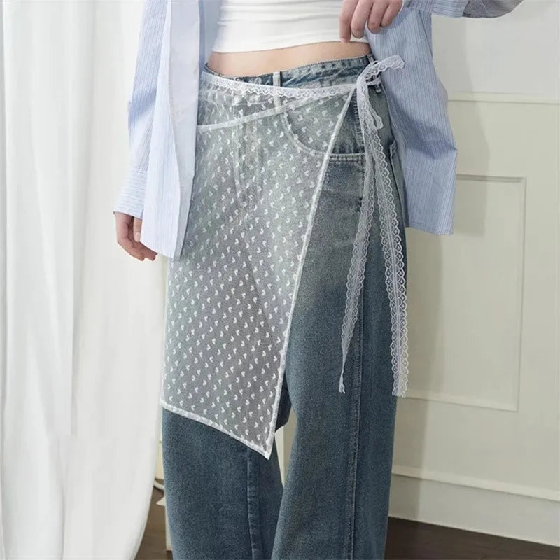 Women's Y2K Lace Layered Wrap Skirt