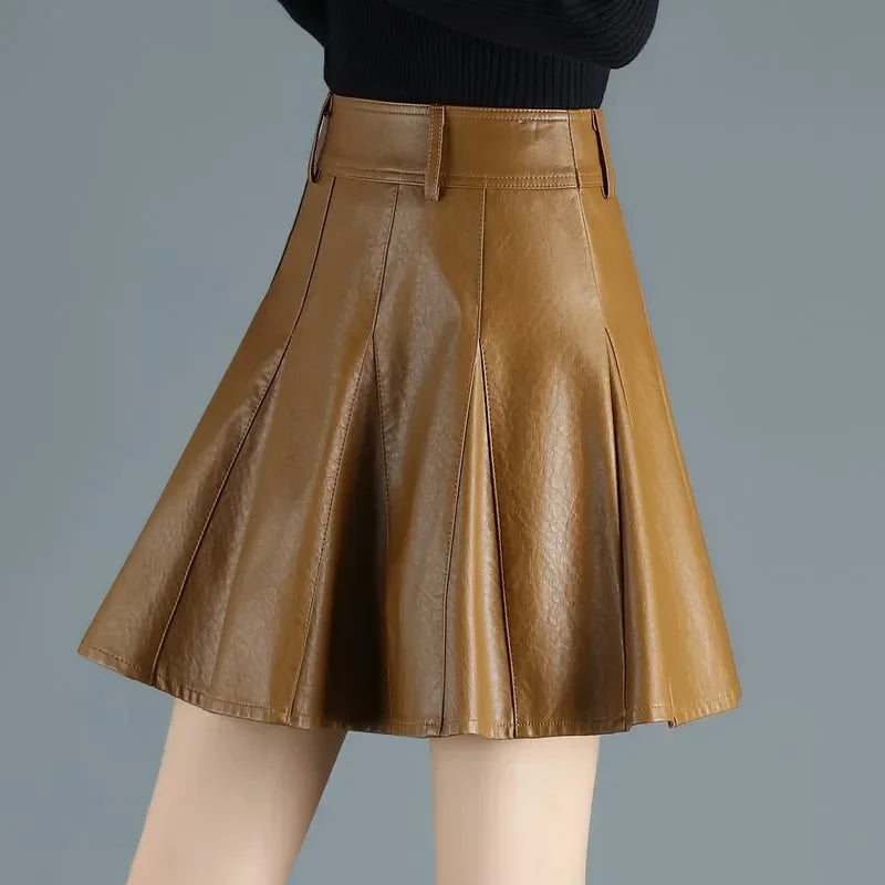 Women's High-Waist Leather Mini Skirt