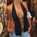 Halter Neck Hollow Out Backless Bandage Crop Cami Top