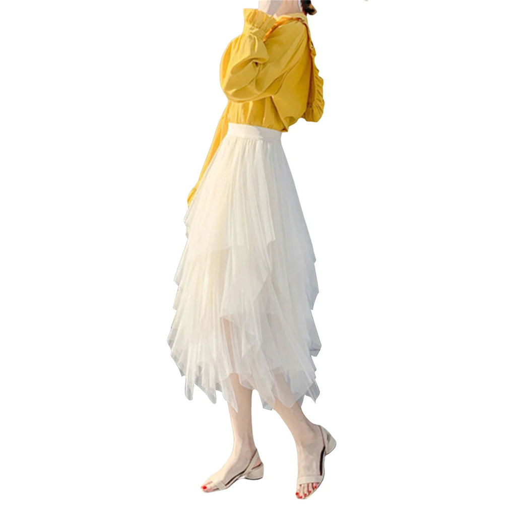 Women's Fairycore Mesh Tulle Bubble Skirt