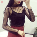 Lace Mesh Turtleneck Top