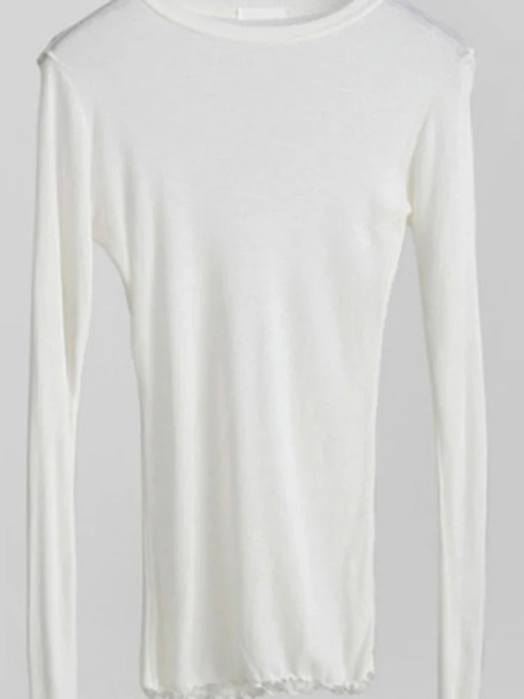 Sheer Long Sleeve Slim Fit Basic Tee