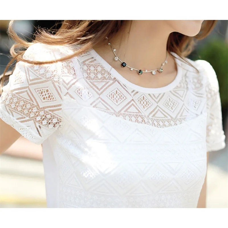 Women's Lace Crochet Chiffon Blouse