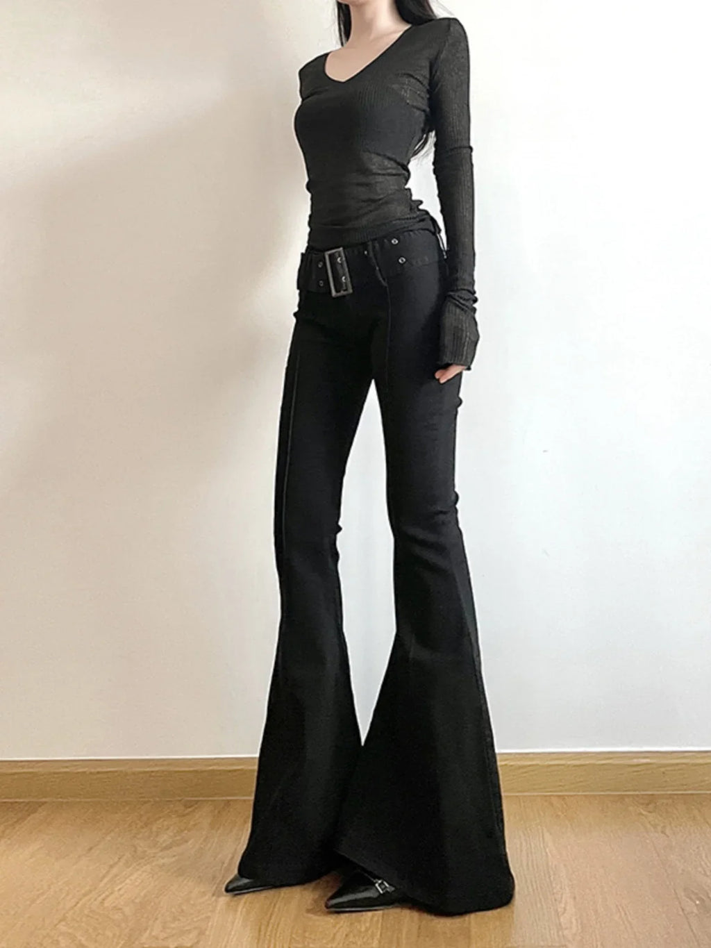 Y2K Flare Jeans Women High Waist Wide Leg Retro Streetwear Denim Pants
