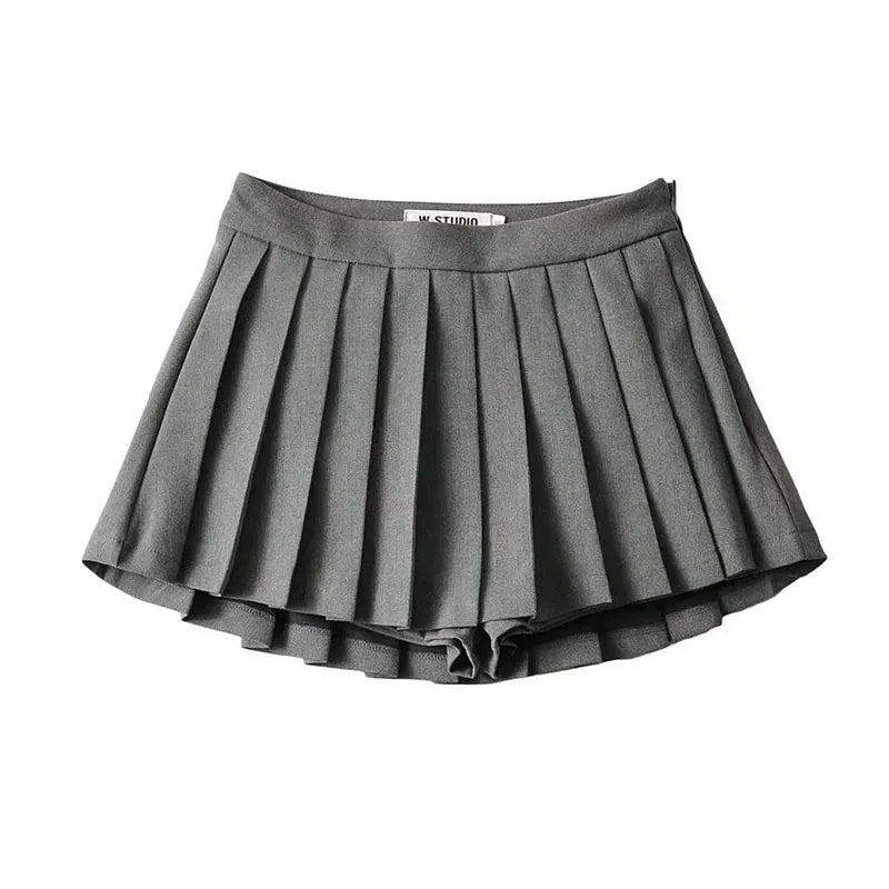 High Waist Pleated Mini Skirt | Korean JK Style Women's Solid Color Skirt