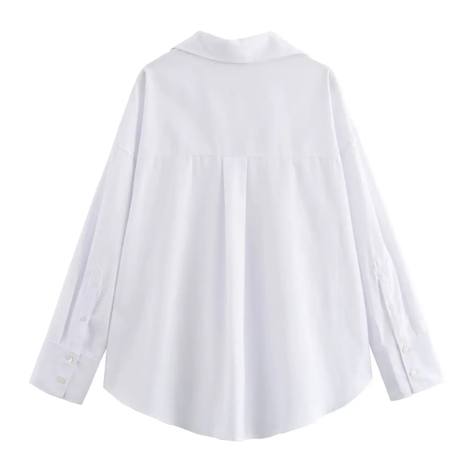 Women's Oxford Button-Up Blouse - Long Sleeve Lapel Shirt