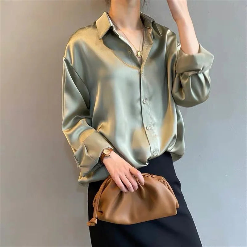 Casual Long Sleeve Button-Down Blouse