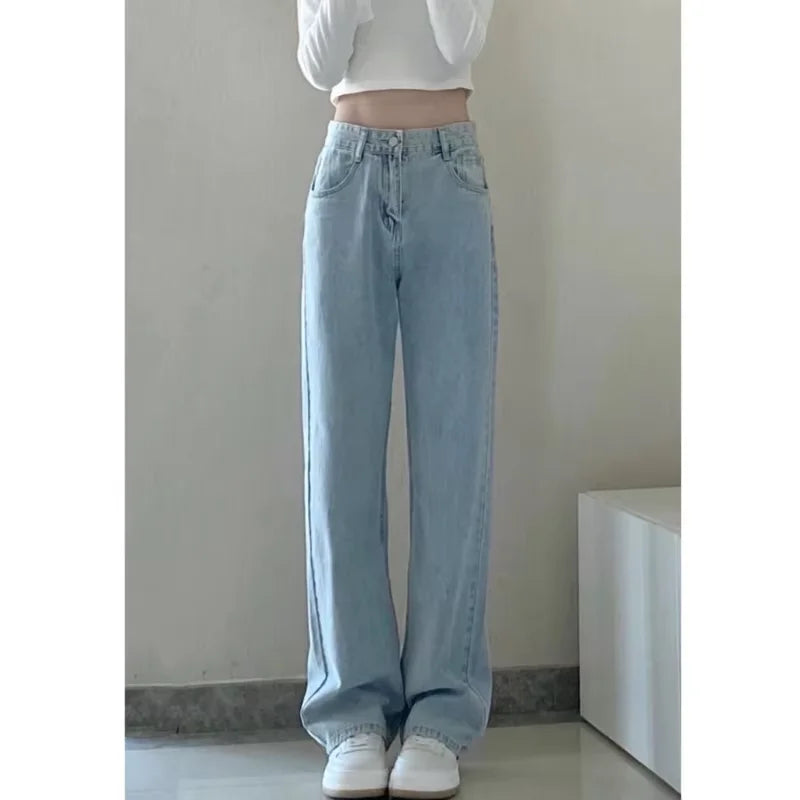 Mid Waist Loose Straight Wide-Leg Jeans