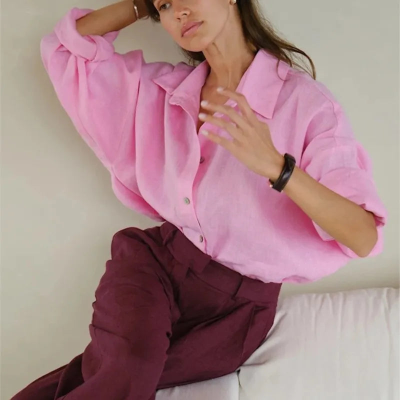 Elegant White Long Sleeve Blouse Women Ruffled Collar Vintage Loose Shirt