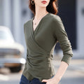 Women's Irregular V-Neck Long-Sleeve T-Shirt