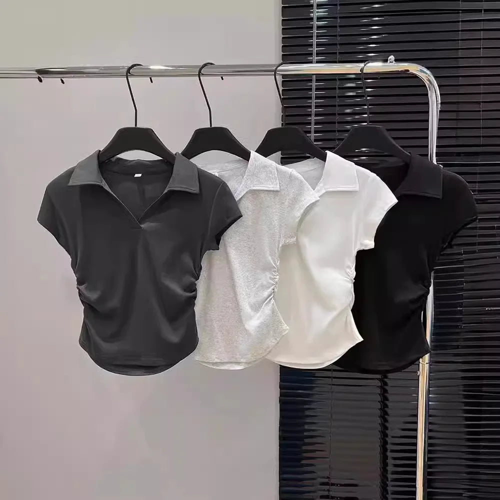 Cotton Polo Crop Top