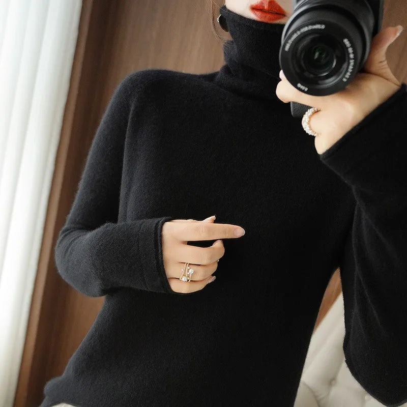 Turtleneck Knit Sweater Long Sleeve Slim Fit Pullover