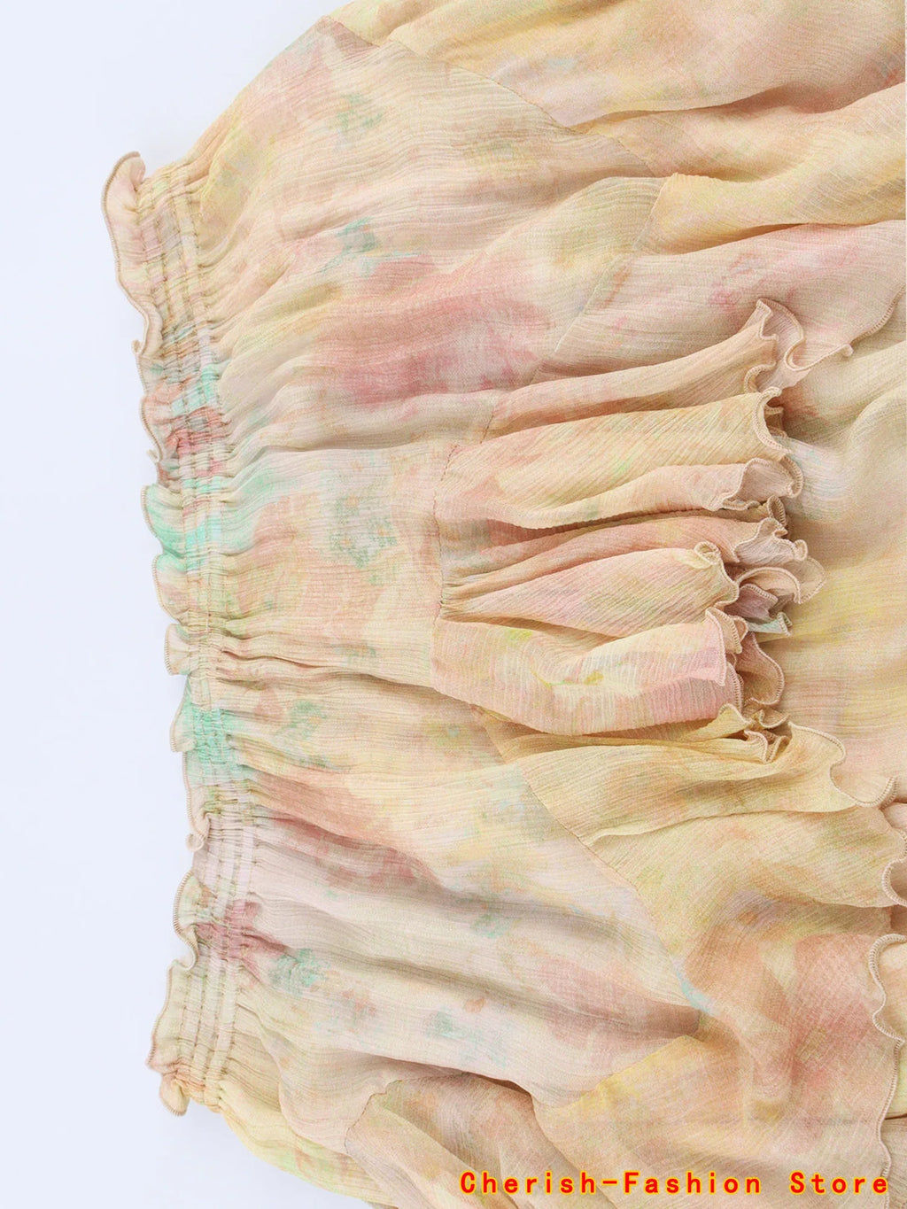 French Style Floral Lace A- Line Skirt Spring Autumn Women's New Style Ruffled Skirt Printed Half-length Skirt Polyester Fibe