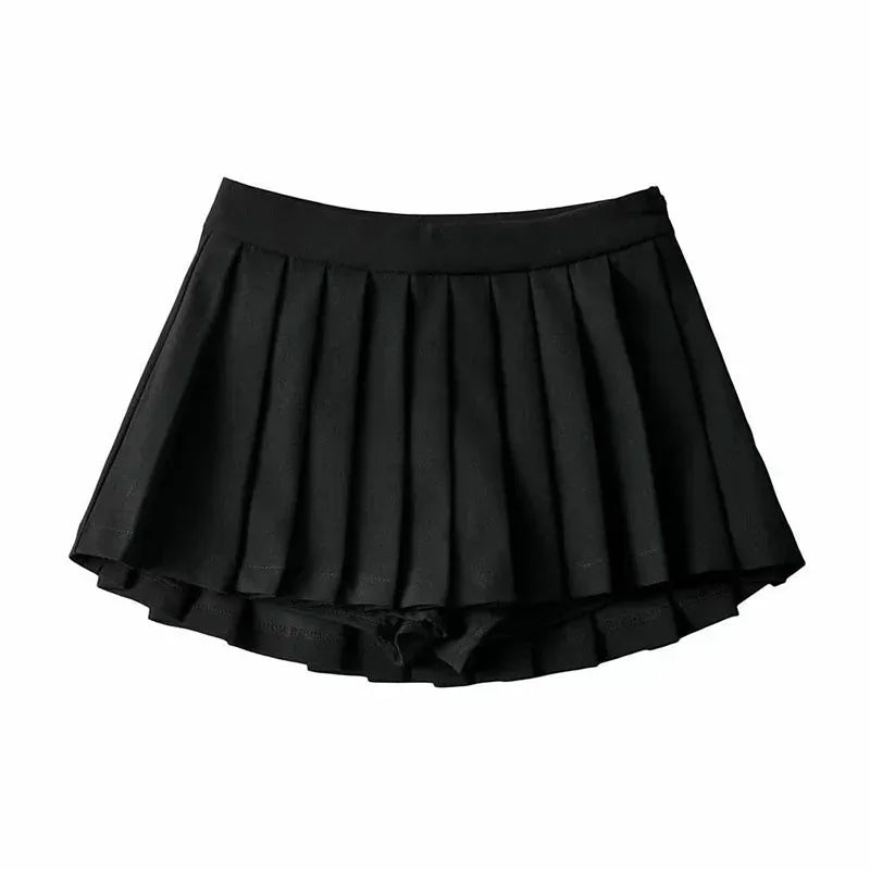 High Waist Pleated Mini Skirt | Korean JK Style Women's Solid Color Skirt