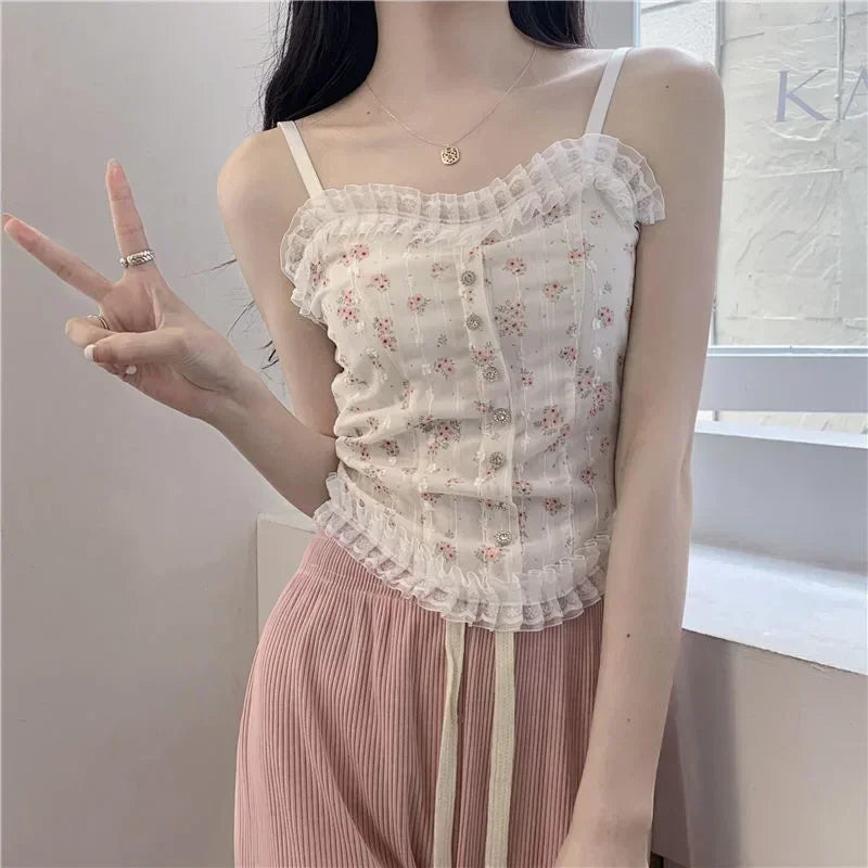 Women's Lace Floral Halter Cami