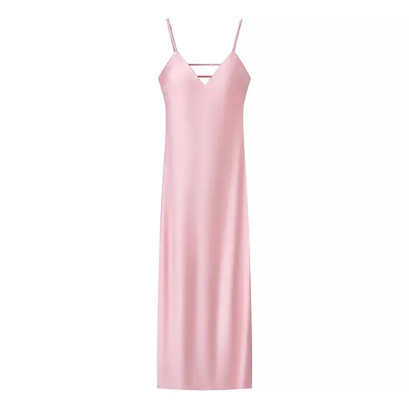 Satin Sling Backless Maxi Dress