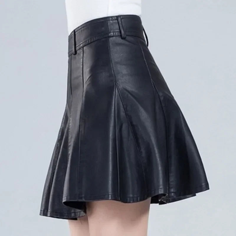 Women's High-Waist Leather Mini Skirt